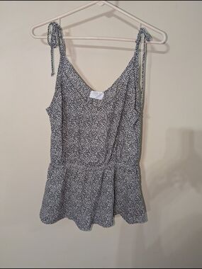 Sienna Sky Black & White Speckled Tie-Shoulder Tank